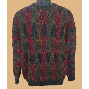 Montechiaro Wool Blend Argyle Sweater Large Made In Italy